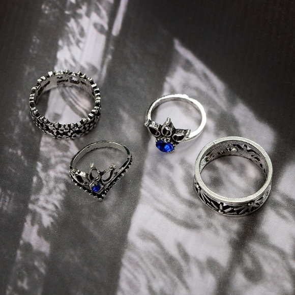 **DEBORAH* 13-Pc Silver x Blue Fashion Ring Set - Picture 4 of 8
